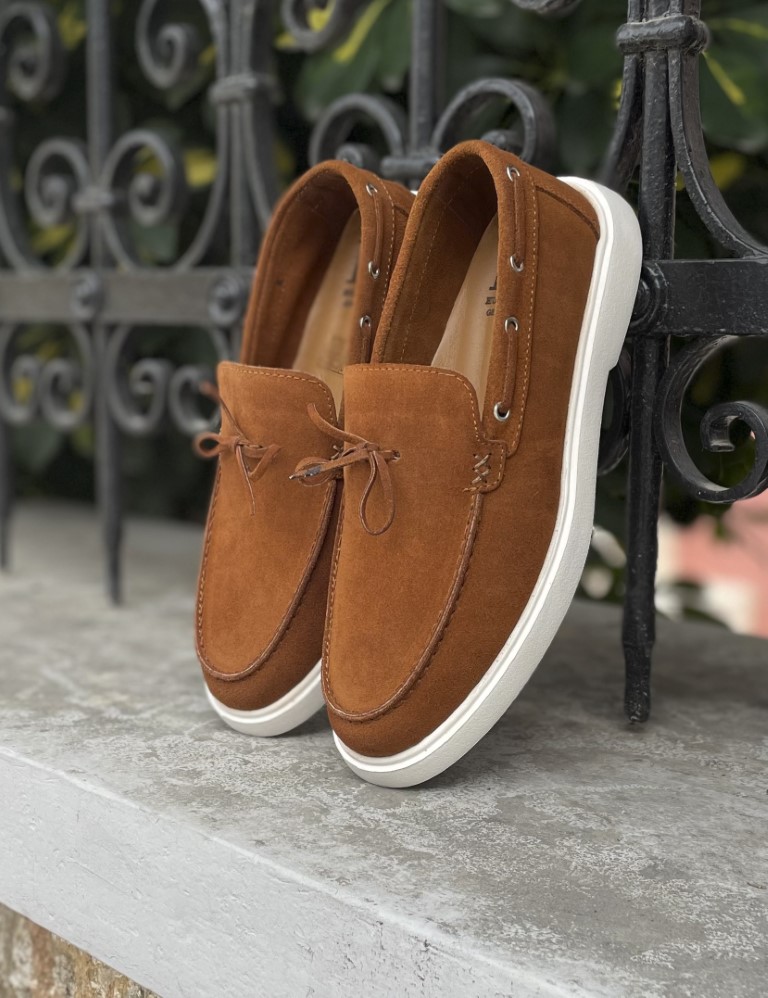 Huxley and Grace ανδρικά ταμπά δερμάτινα loafers με κορδόνι HG174193T φωτογραφία